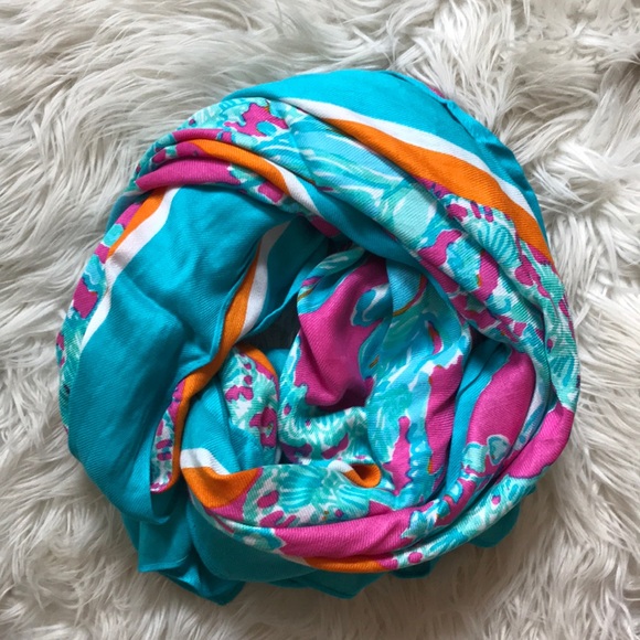 Lilly Pulitzer Accessories - Lilly Pulitzer huge 100% viscose scarf teal pink